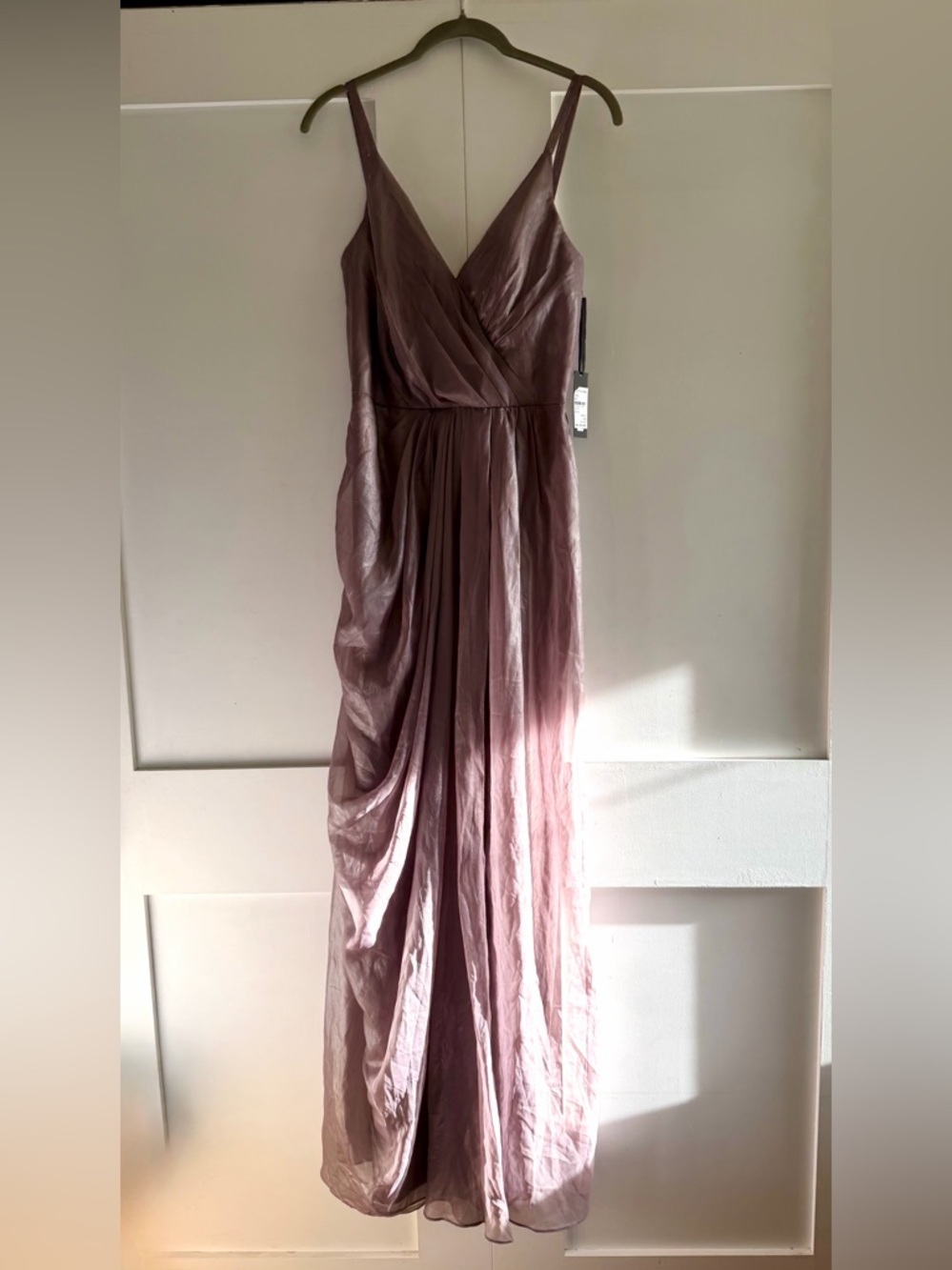 Vera Wang Dusty Mauve Wrap-Front Maxi Dress
